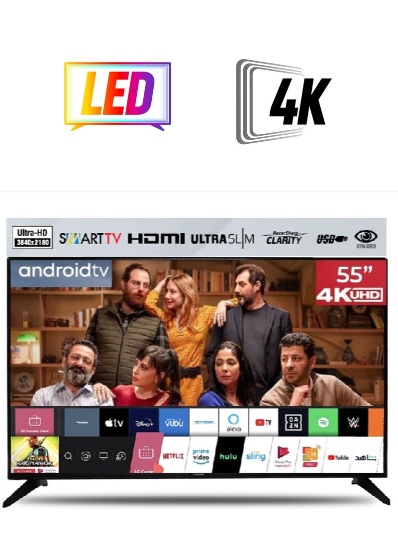 توشيرو تلفزيون توشيرو الذكي 55 بوصة بدقة 4K UHD مع نظام تشغيل أندرويد، واي فاي مدمج، تطبيقات ذكية، موديل 2024 - TRO554KSLED2  - Image 1