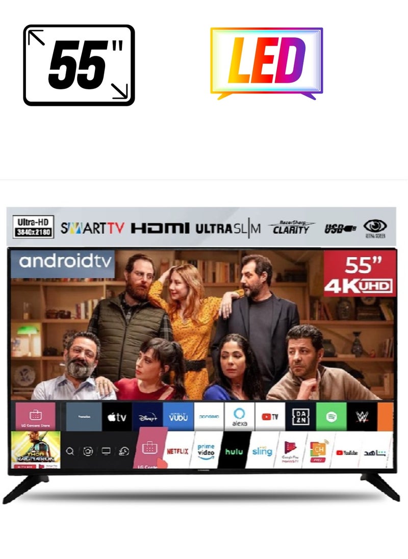 Toshiro - Toshiro 55 Inch 4K UHD Smart TV with Android Operating System, Built-in Wi-Fi, Smart Apps, 2024 Model - TRO554KSLED2 - Image 1