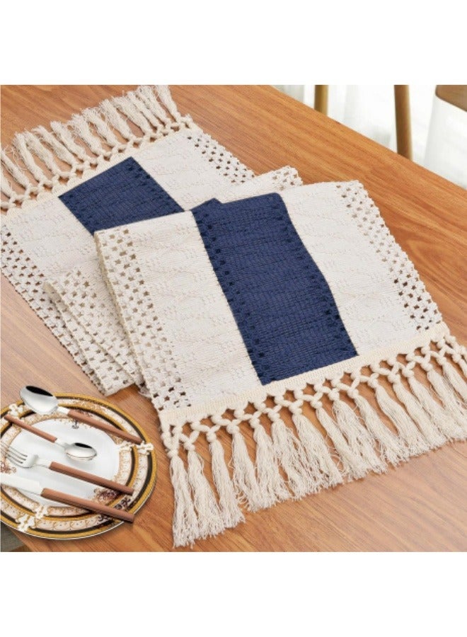 Woven Tassel Cotton Linen Tablecloth Vintage Openwork Crochet Long Tablecloth Fireplace Decoration Napkin Tablecloth  - Image 1