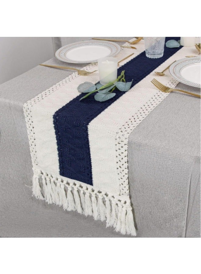 Woven Tassel Cotton Linen Tablecloth Vintage Openwork Crochet Long Tablecloth Fireplace Decoration Napkin Tablecloth  - Image 3