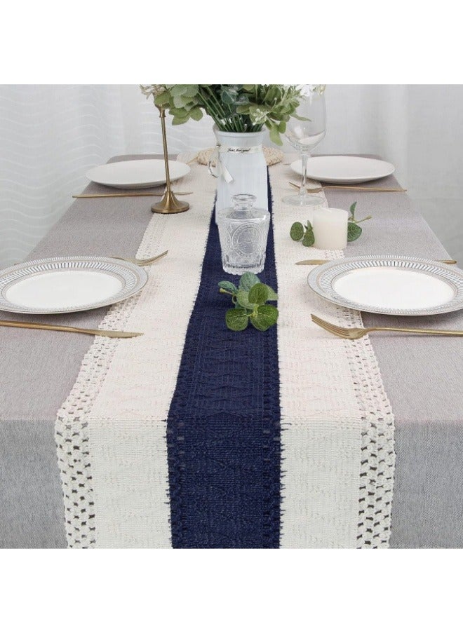 Woven Tassel Cotton Linen Tablecloth Vintage Openwork Crochet Long Tablecloth Fireplace Decoration Napkin Tablecloth  - Image 4