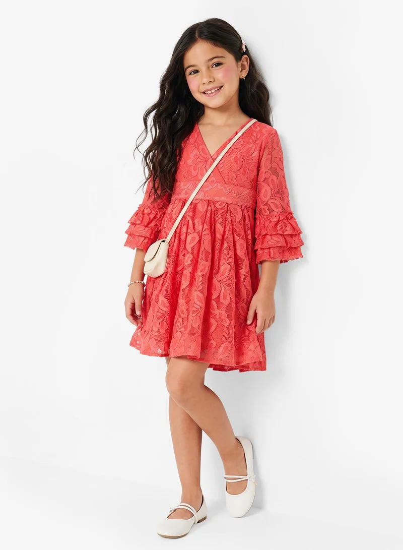 Little Golden Apple Little Ruffle Sleeve Dress