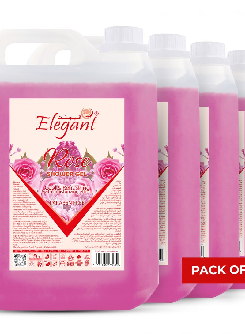 Elegant Rose Shower Gel with Moisturizer 5 Liter Pack of 4 - Image 1