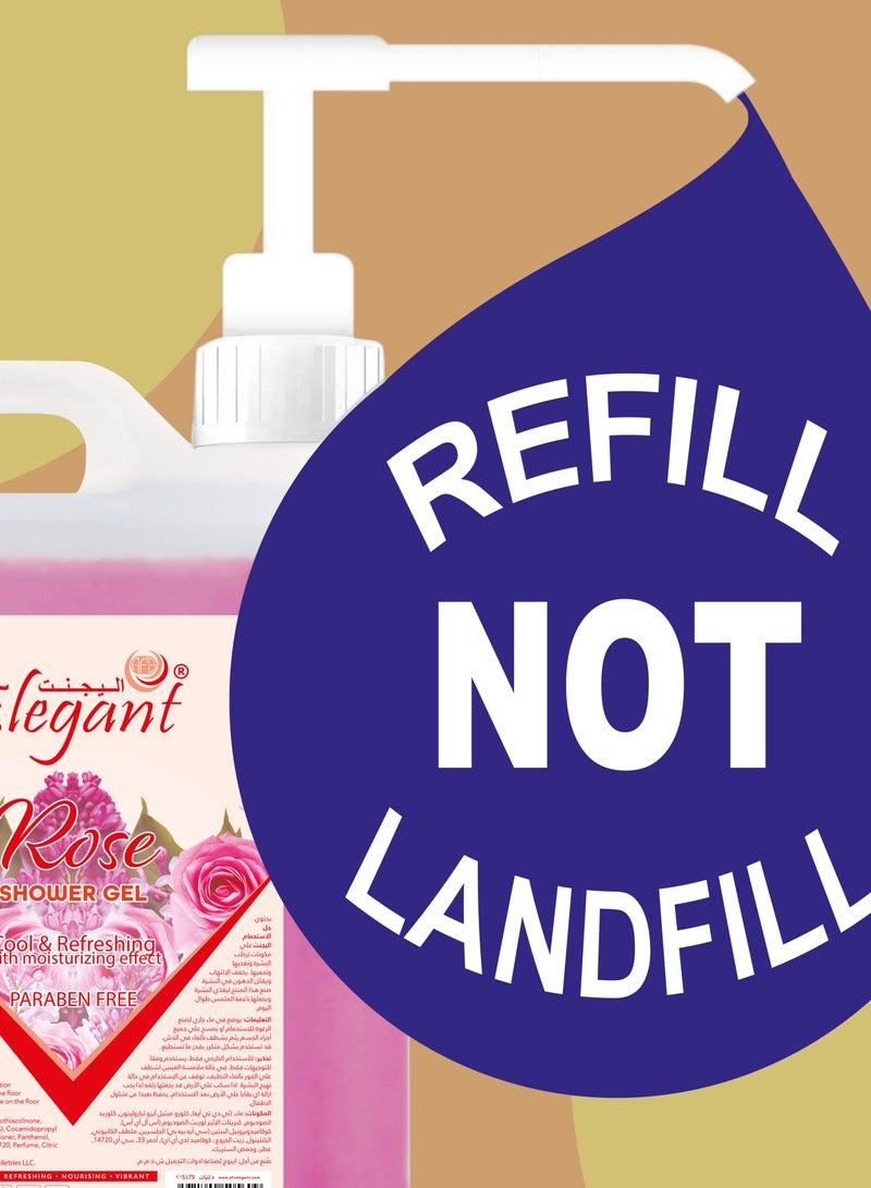 Elegant Rose Shower Gel with Moisturizer 5 Liter Pack of 4 - Image 3