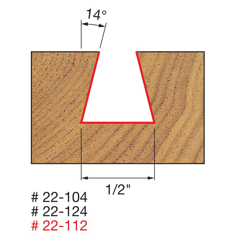 freud Freud 22-112 1/2" Dia 14Deg Dovetail Router Bit w/1/2" Shank  - Image 2