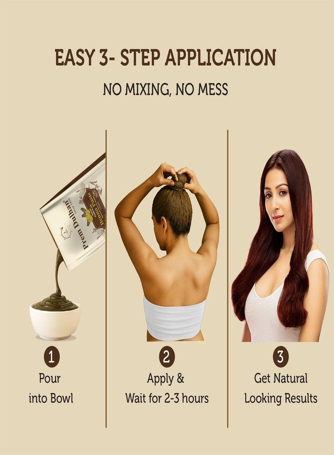 Prem Dulhan Henna Paste Ready to Apply, Natural Pre Mixed formula Hair Color, for Men and Women, Rich Brown Shade, Pack of 1 - Image 3