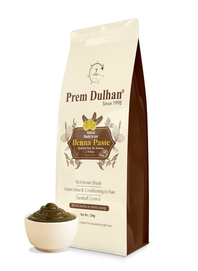 Prem Dulhan Henna Paste Ready to Apply, Natural Pre Mixed formula Hair Color, for Men and Women, Rich Brown Shade, Pack of 1 - Image 1