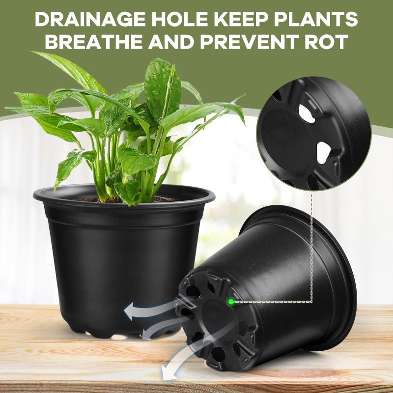 HQAUT 4 Inch Nursery Pots, 110 Packs Plastic Plant Pot with Drainage Hole, Seedling Starter Pots for Succulents (4 Inch) - Image 4