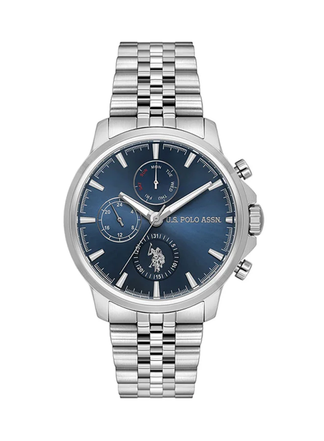 U.S. Polo Assn. New Stainless Steel Bracelet Quartz Multifunction Watch for Men, 43mm