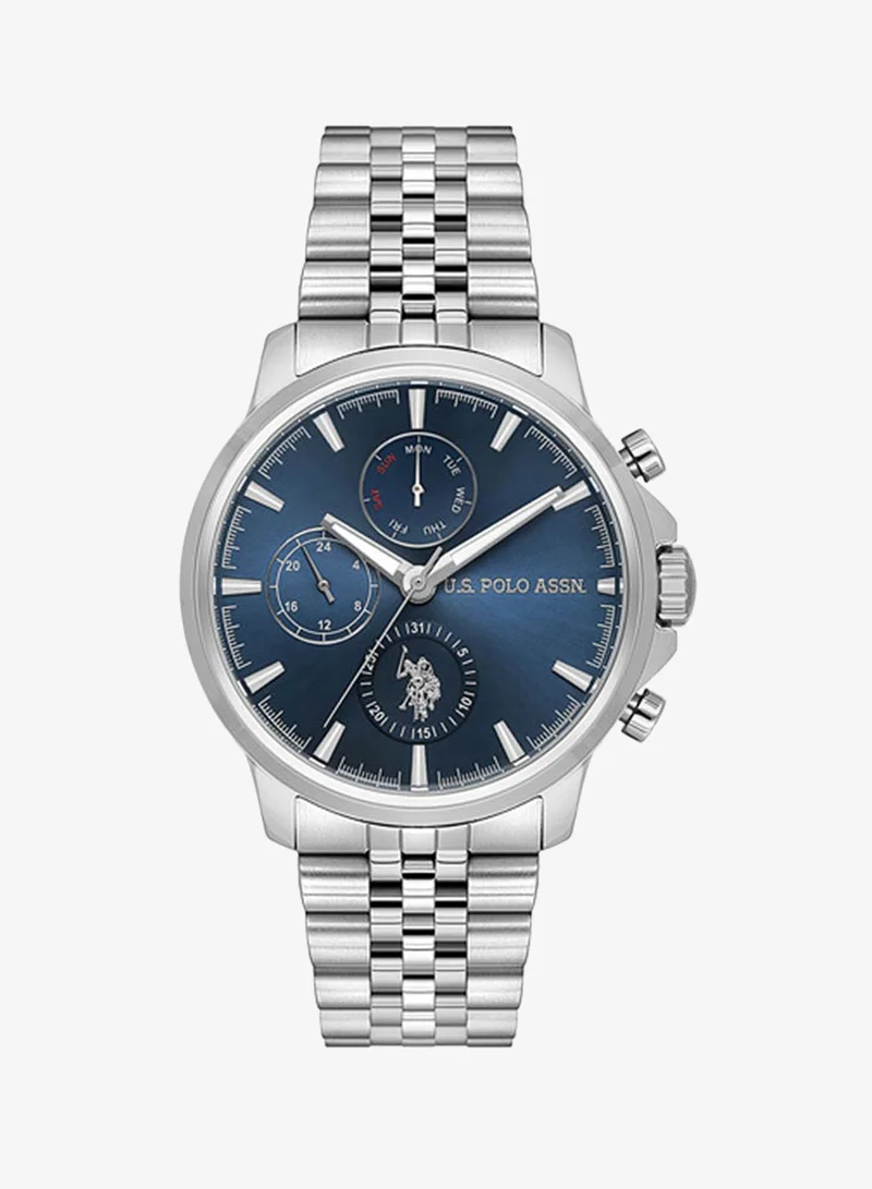 U.S. Polo Assn. New Stainless Steel Bracelet Quartz Multifunction Watch for Men, 43mm