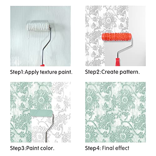 Nichiyo 7'' Texture Roller DIY Decorative Art Pattern Paint Roller Rubber Roller for Walls, Furnitures and Floors Decoration(EG043T) - Image 5