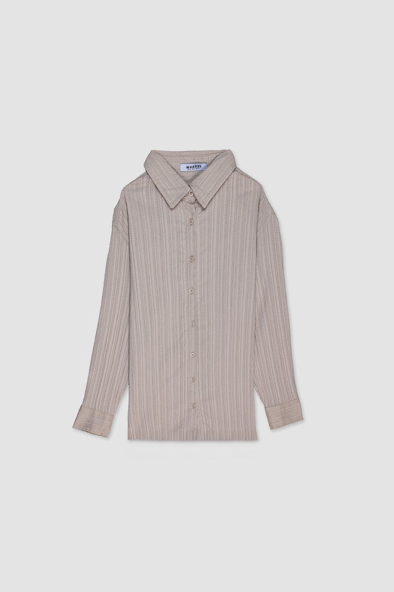 DeFacto Beige Woman Relax Fit Long Sleeve Tunic Casual - Image 5