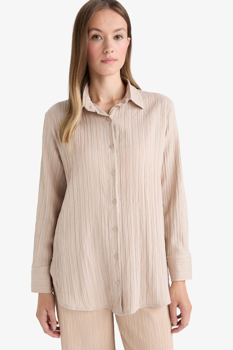 DeFacto Beige Woman Relax Fit Long Sleeve Tunic Casual - Image 1