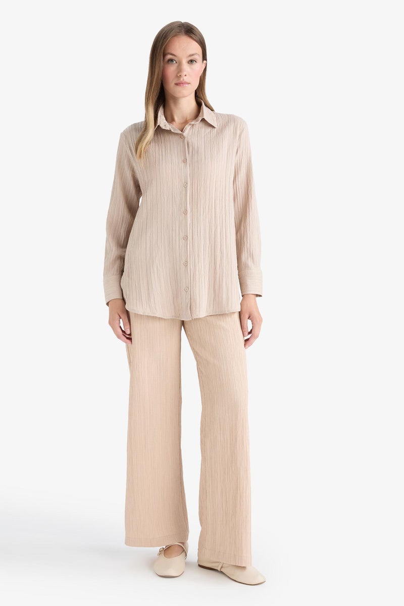 DeFacto Beige Woman Relax Fit Long Sleeve Tunic Casual - Image 2