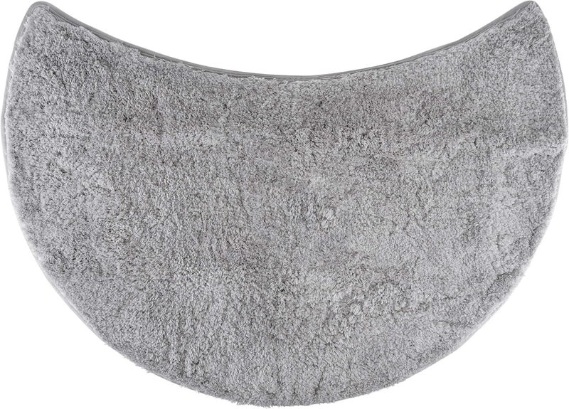 FLUFFY Bath Mat for round Showers, made of Microfibre, with Non-Slip Bottom (Crescent | Shower Radius 55 cm, Light grey) - Image 1