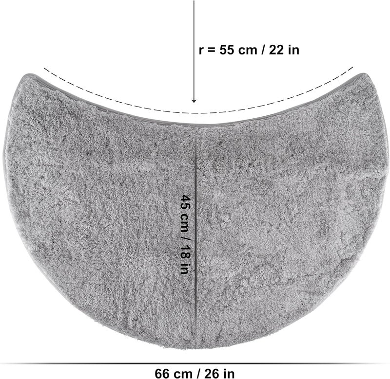 FLUFFY Bath Mat for round Showers, made of Microfibre, with Non-Slip Bottom (Crescent | Shower Radius 55 cm, Light grey) - Image 3