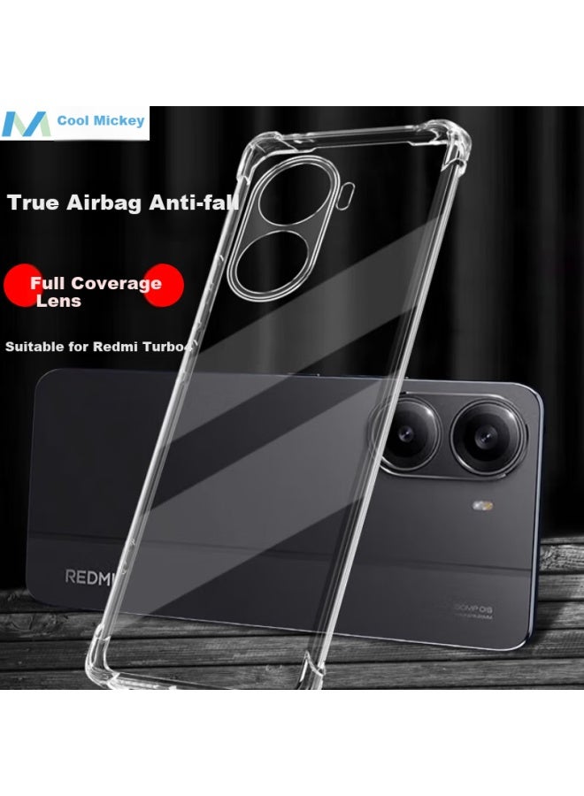 Maikuqi Suitable For Redmi Turbo4 Four-corner Anti-fall Phone Case Full Coverage Anti-fall Airbag Transparent Protective Cover Soft Shell Tpu - Transparent White - Image 1