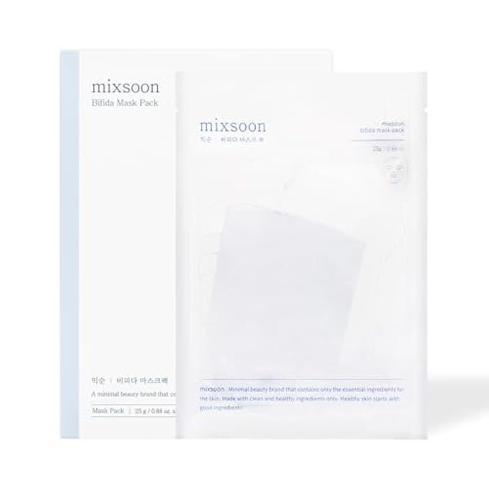 mixsoon Bifida Sheet Mask Pack Face Moisturizer Sheets Korean Glass Skin Care 1Pack (5ea) - Image 1