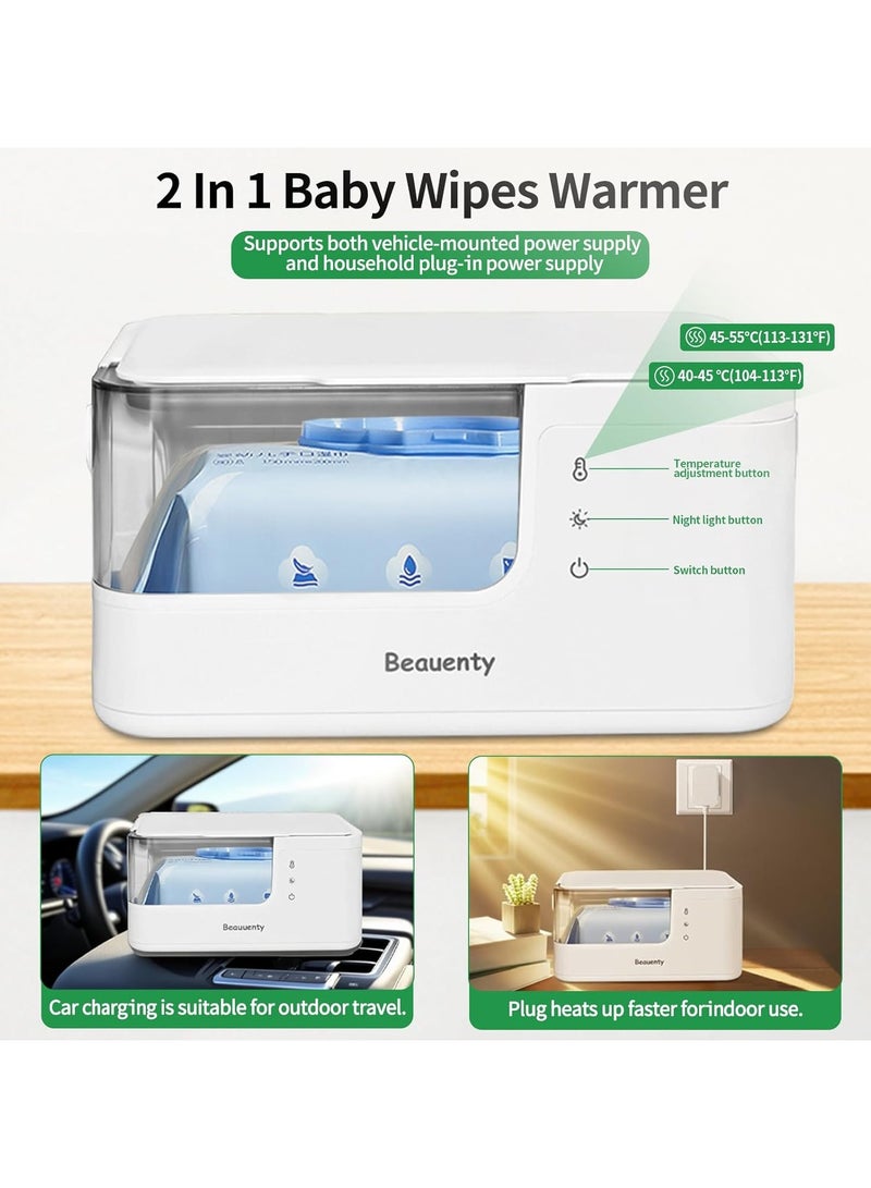 Baby Wipe Warmer for Car and Home Use – 2-Level Temperature Control, Silent & Even Heating, Built-in Light, Keeps Wipes Warmer Moist – Large Capacity Diaper Wipes Dispenser for Babies  - Image 3