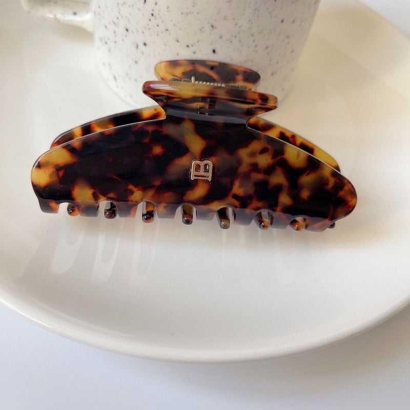 Generic Korean Letter B Arc Hair Claw Premium Acetate Sweet Versatile Leopard print-9cm * 4cm 22g 