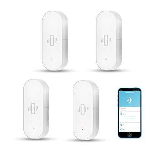 SENCKIT Smart Vibration Sensor Wireless Glass Break Detector WiFi Door Sensor with App Alerts Adjustable Sensitivity Glass Break Security Sensor for Alarm System and Smart Home Automation 4Pack - Image 1