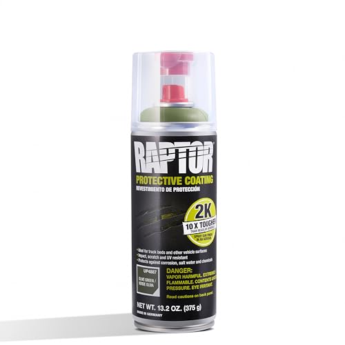 U-POl Raptor 2K Bedliner Aerosol, Protective Coating, Spray-On Truck Bed Liner, Impact, Scratch & UV Resistant, Olive Green, 13.2 OZ - Image 1