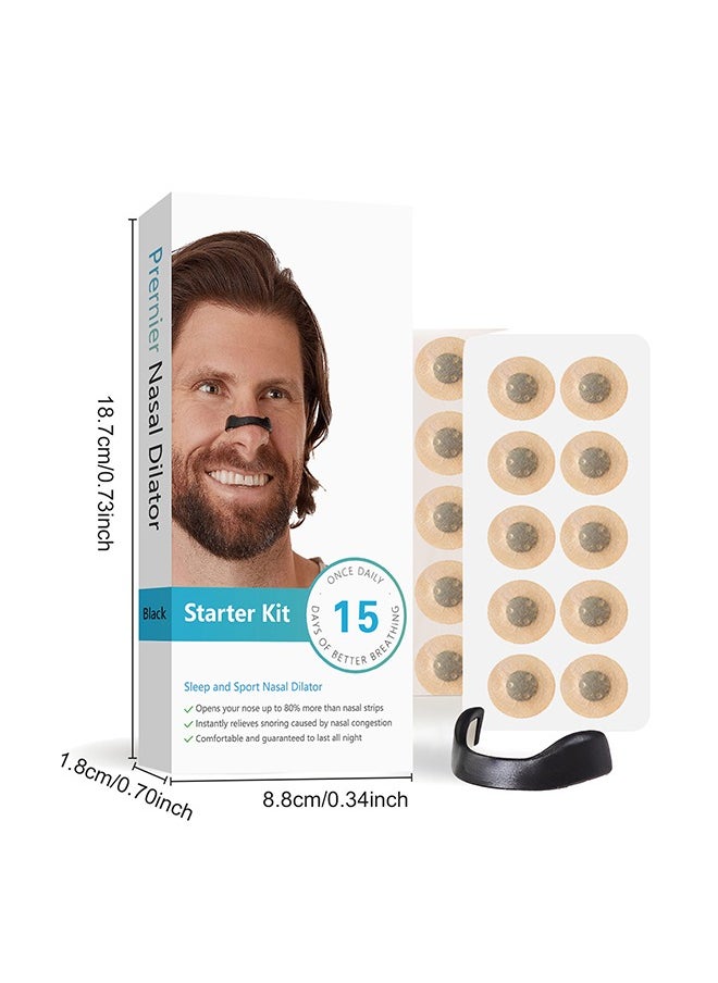 Generic - Starter Kit, Sleep and Sport Nasal Dilator, Anti-snoring Nose Patch Comfortable Anti-snoring Device Suitable for Hotels, Homes, Business Travel, Round Nasal Breathing Dilators Start #Black - Image 1