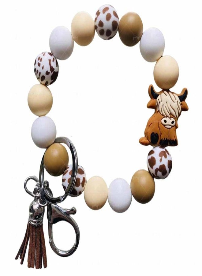 Lemua Cow Silicone Keychain Wristlet Cow Gifts for Women Girls Keychain Bracelet - Image 1