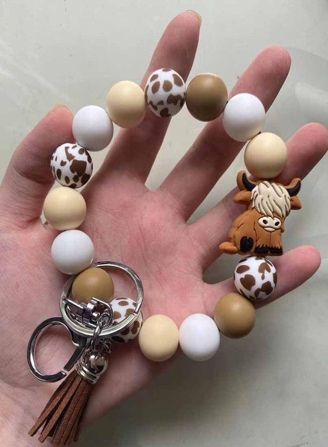 Lemua Cow Silicone Keychain Wristlet Cow Gifts for Women Girls Keychain Bracelet - Image 2