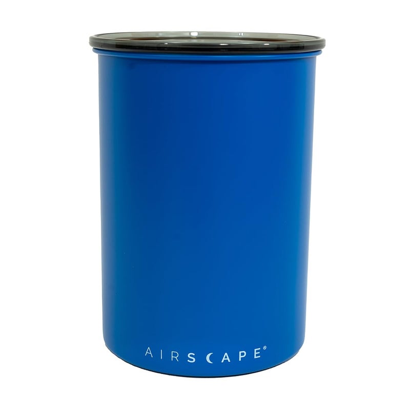 Planetary Design Airscape Stainless Steel Coffee Canister | Food Storage Container | US Patented Airtight Lid | Push Out Excess Air Preserve Food Freshness (Medium, Matte Blue) - Image 2