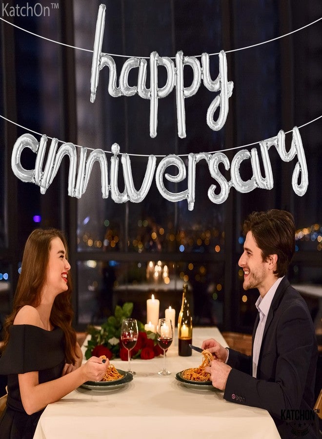 كاتشون بالونات كاتش أون للاحتفال بالذكرى السنوية - فضية مقاس 16 بوصة | لافتة للزينة | بالون بخط أنيق لتزيين الحفلات - Image 2