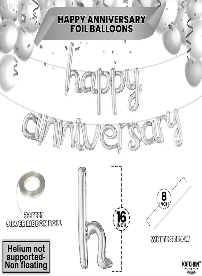 كاتشون بالونات كاتش أون للاحتفال بالذكرى السنوية - فضية مقاس 16 بوصة | لافتة للزينة | بالون بخط أنيق لتزيين الحفلات - Image 4