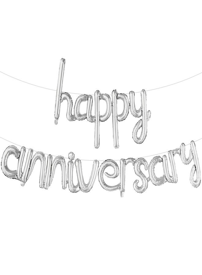 كاتشون بالونات كاتش أون للاحتفال بالذكرى السنوية - فضية مقاس 16 بوصة | لافتة للزينة | بالون بخط أنيق لتزيين الحفلات - Image 1
