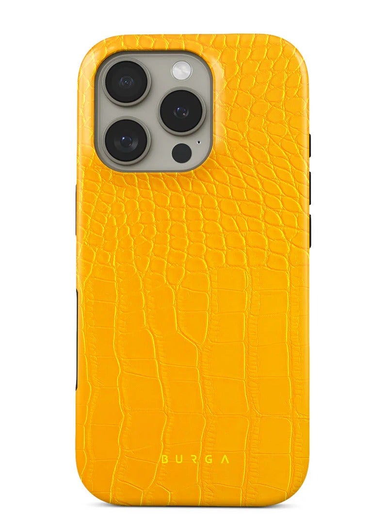 بورجا جراب آيفون  برو ماكس، غلاف صلب قطعتين + داخل ، امتصاص الصدمات، وصول كامل للمنافذ، حافة مرتفعة لحماية الشاشة والكاميرا، طباعة عالية الجودة لا تتلاشى، أصفر كناري - Image 1