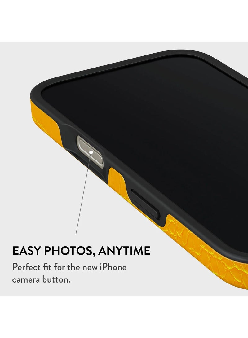 بورجا جراب آيفون  برو ماكس، غلاف صلب قطعتين + داخل ، امتصاص الصدمات، وصول كامل للمنافذ، حافة مرتفعة لحماية الشاشة والكاميرا، طباعة عالية الجودة لا تتلاشى، أصفر كناري - Image 5