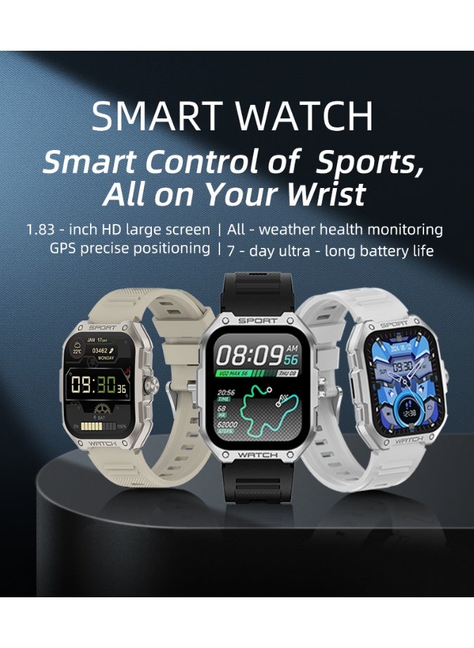 RollsTimi  2025 New Men's Bluetooth Sports Smart Watch, 370mAh Ultra-Long Battery Life, GPS & Multiple Sports Modes, Sports and Sleep Monitoring, 1.83-Inch Full-Screen Touch,Smart Searable Watch RT G18 - Image 3