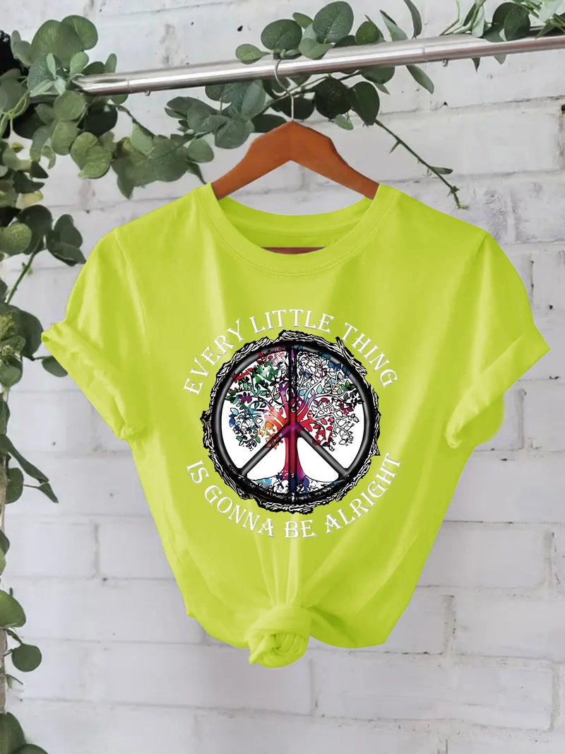 Pure Cotton T-Shirt Summer Short Sleeve Round Neck American Pattern Printed T-Shirt Female Factory - Image 5