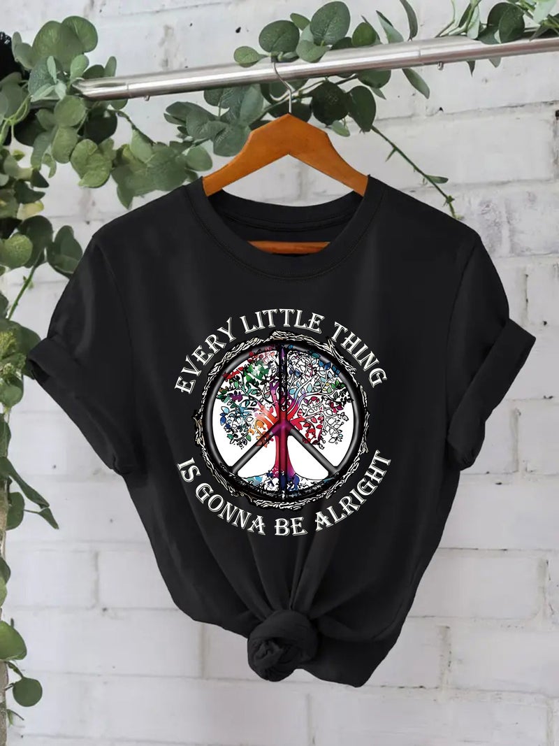 Pure Cotton T-Shirt Summer Short Sleeve Round Neck American Pattern Printed T-Shirt Female Factory - Image 1