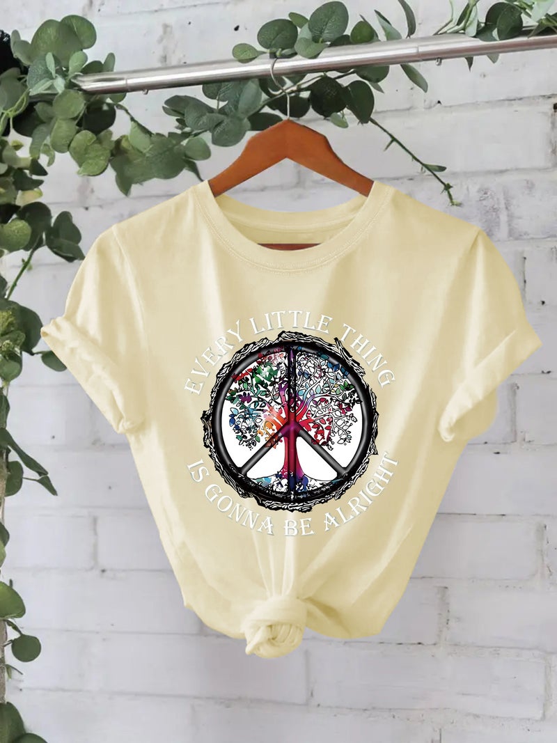 Pure Cotton T-Shirt Summer Short Sleeve Round Neck American Pattern Printed T-Shirt Female Factory - Image 4