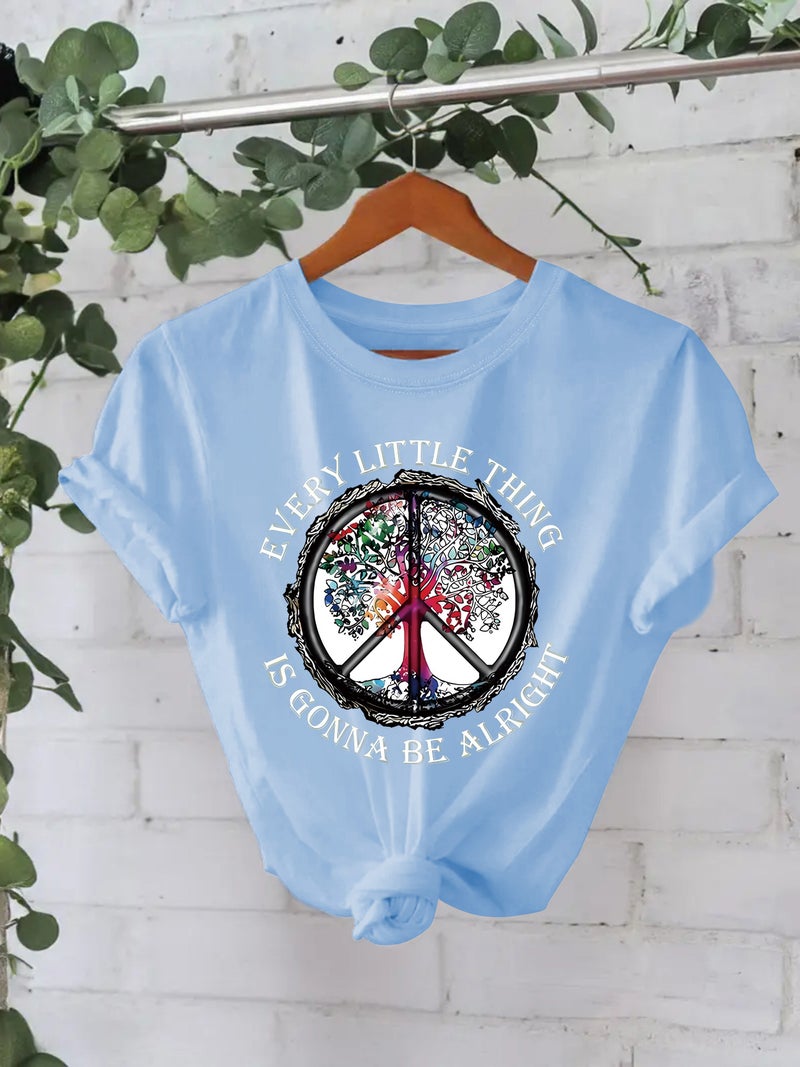 Pure Cotton T-Shirt Summer Short Sleeve Round Neck American Pattern Printed T-Shirt Female Factory - Image 3