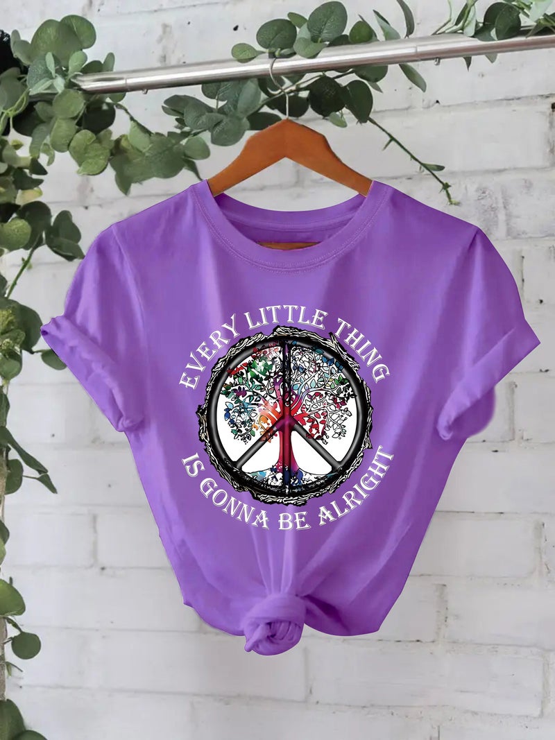Pure Cotton T-Shirt Summer Short Sleeve Round Neck American Pattern Printed T-Shirt Female Factory - Image 2