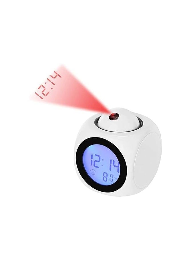 Generic - A creative multi-functional alarm clock, suitable for setting the time, with a voice feature in English, with a display screen (color: white), digital - Image 1
