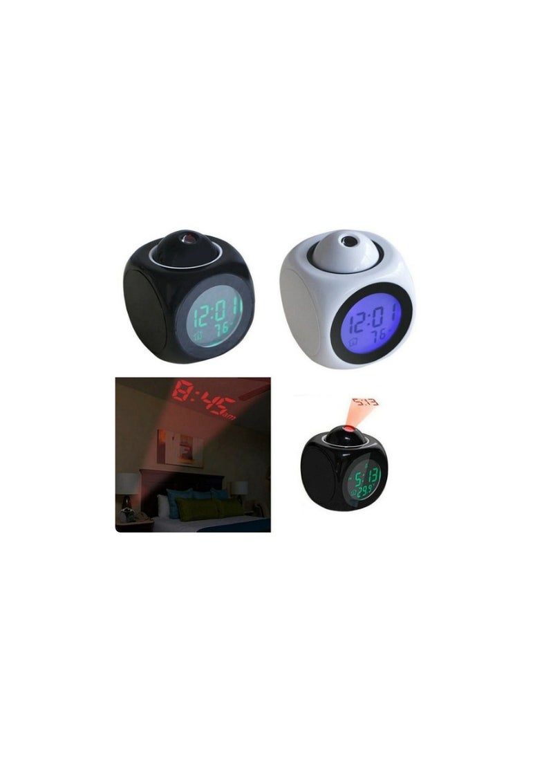 Generic - A creative multi-functional alarm clock, suitable for setting the time, with a voice feature in English, with a display screen (color: white), digital - Image 1