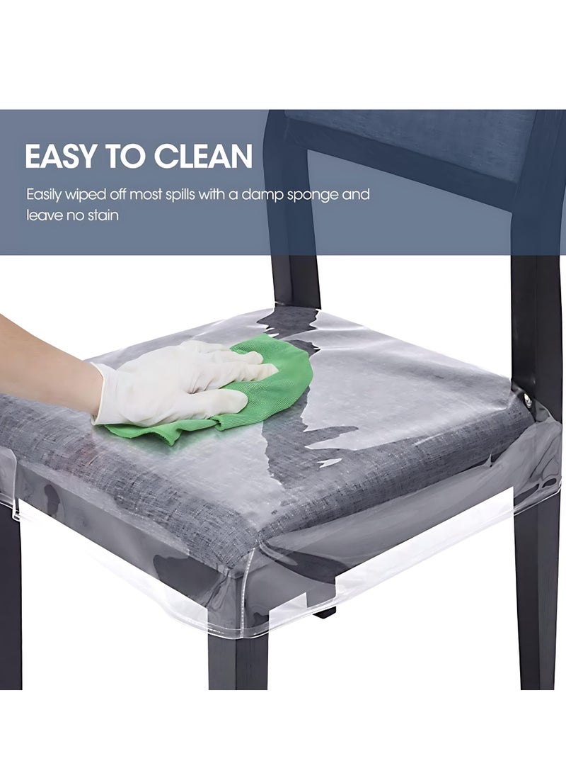 ALMiHomi Plastic Chair Covers, Dining Chairs Fits most of the Seats, 2 Pack, Clear, Adjustable, PVC, Waterproof Protector, Vinyl Cover, Kids Seat Slipcover, for Kitchen, Cushion, with Straps - Image 4
