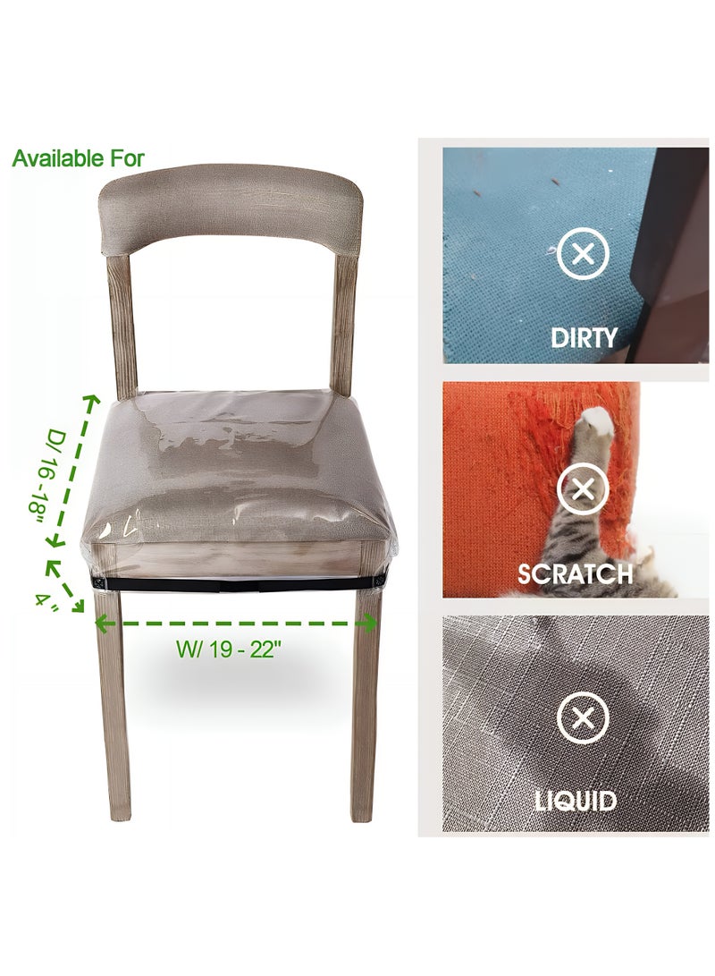 ALMiHomi Plastic Chair Covers, Dining Chairs Fits most of the Seats, 2 Pack, Clear, Adjustable, PVC, Waterproof Protector, Vinyl Cover, Kids Seat Slipcover, for Kitchen, Cushion, with Straps - Image 3