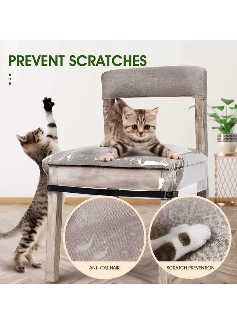 ALMiHomi Plastic Chair Covers, Dining Chairs Fits most of the Seats, 2 Pack, Clear, Adjustable, PVC, Waterproof Protector, Vinyl Cover, Kids Seat Slipcover, for Kitchen, Cushion, with Straps - Image 2