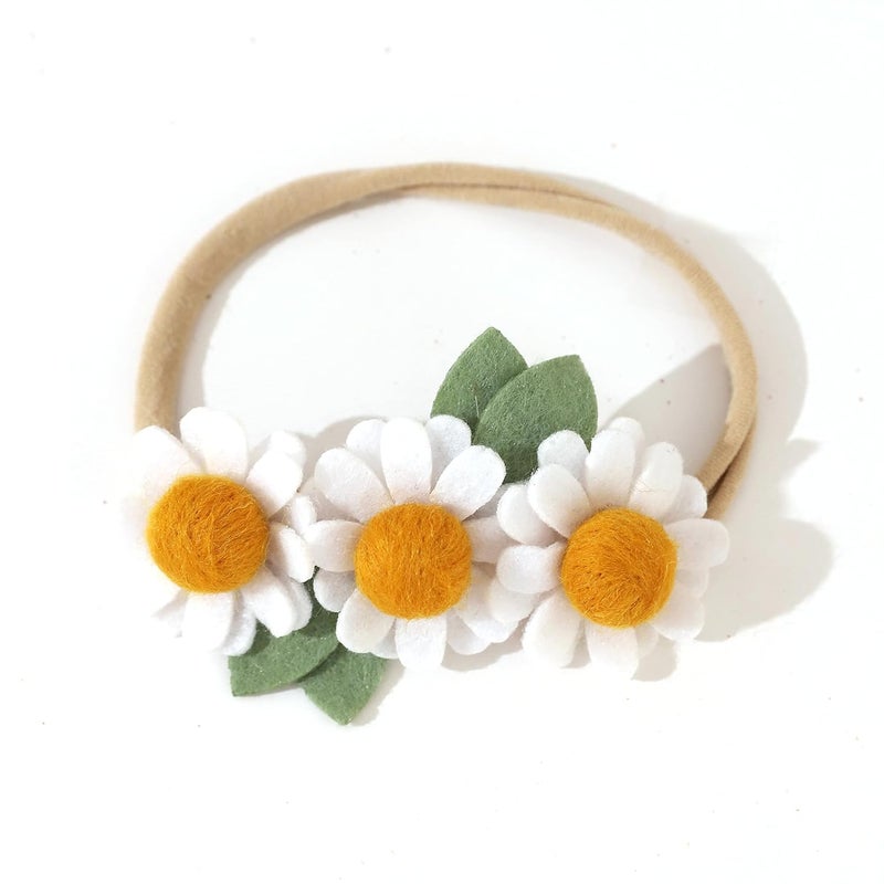 Agkvw Felt Daisy Baby Headband Two Groovy and Wild One Party Accessories Woodland Baby Headbands New Born Shooting Props Half Birthday Flower Headband - Image 1
