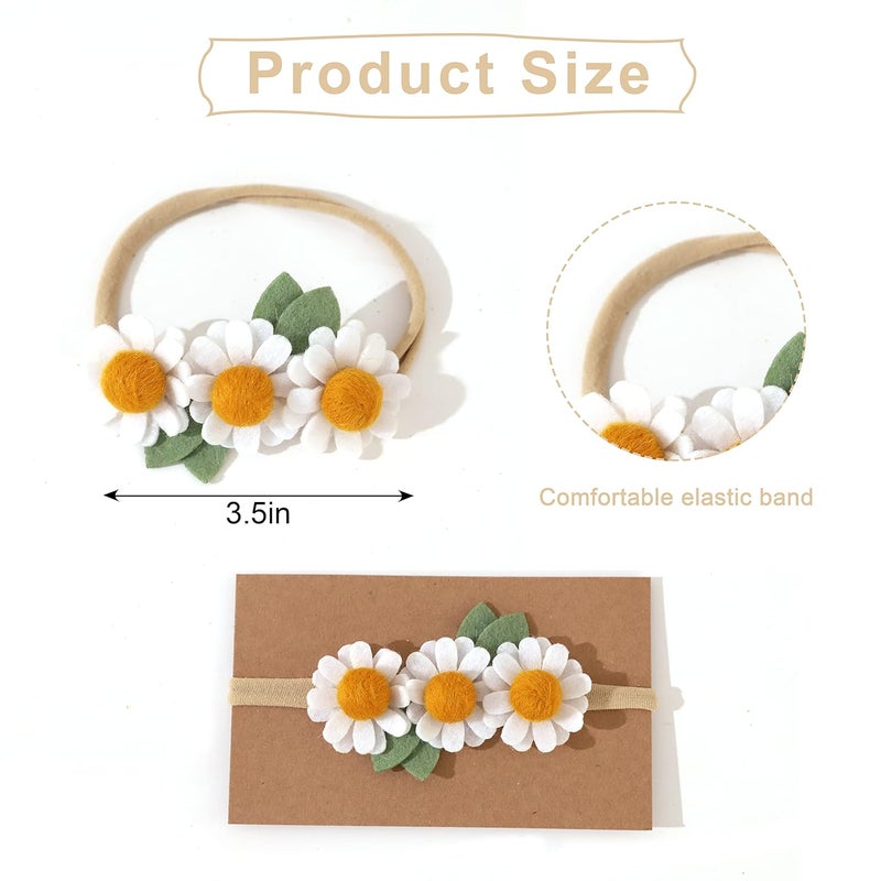 Agkvw Felt Daisy Baby Headband Two Groovy and Wild One Party Accessories Woodland Baby Headbands New Born Shooting Props Half Birthday Flower Headband - Image 2