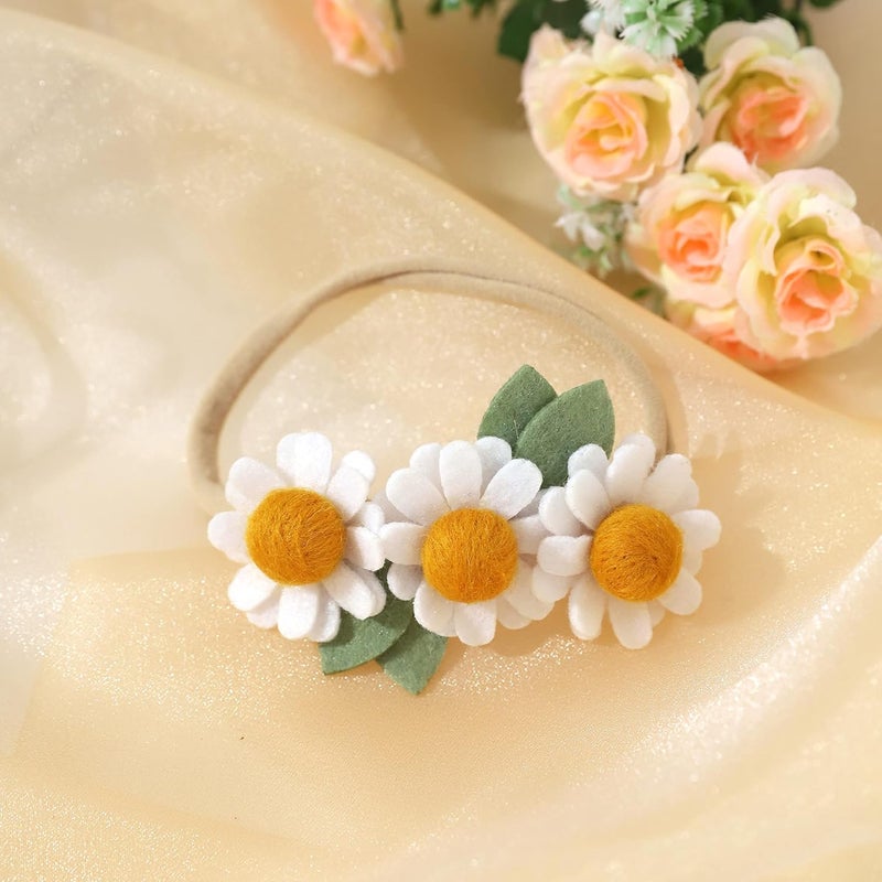 Agkvw Felt Daisy Baby Headband Two Groovy and Wild One Party Accessories Woodland Baby Headbands New Born Shooting Props Half Birthday Flower Headband - Image 5