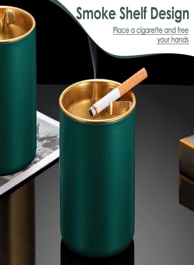 BGVM Car Ash Tray Stainless Steel, Green Windproof Ashtray with Funnel Lid, Compact Table Ashtray for Home & Office, 3.9 x 3.9 x 3.9 Inches - Image 4